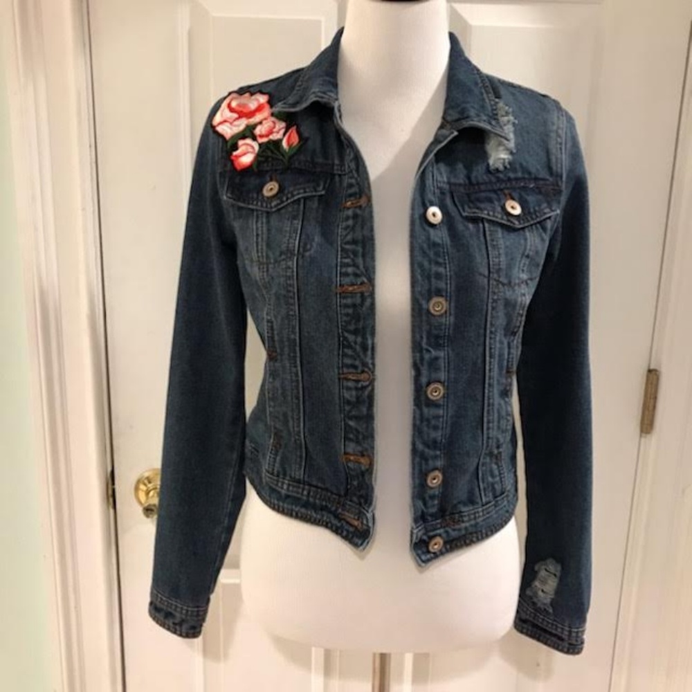 Boom Boom Jeans Distressed Denim Jacket Size S